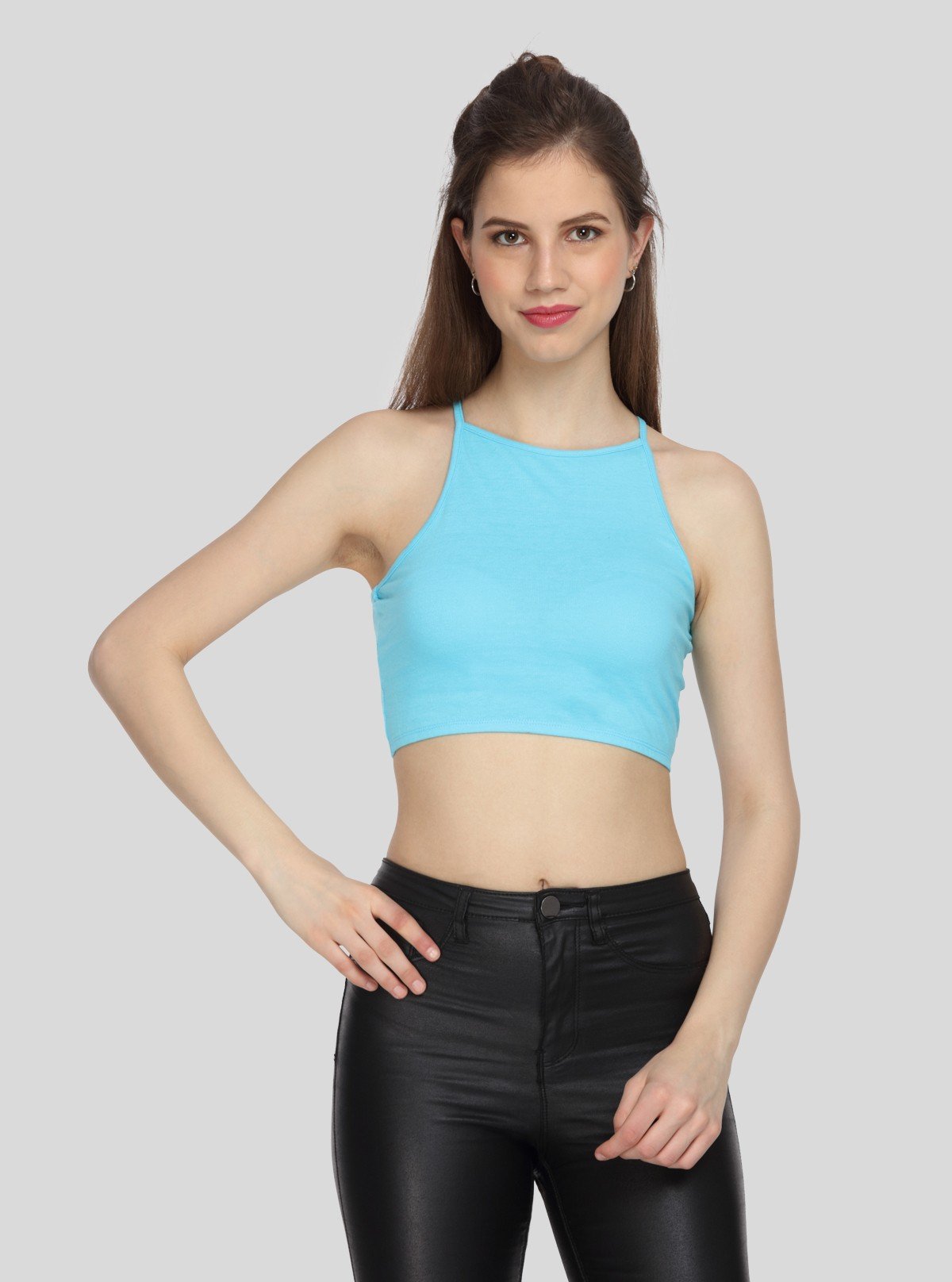 aqua blue crop top