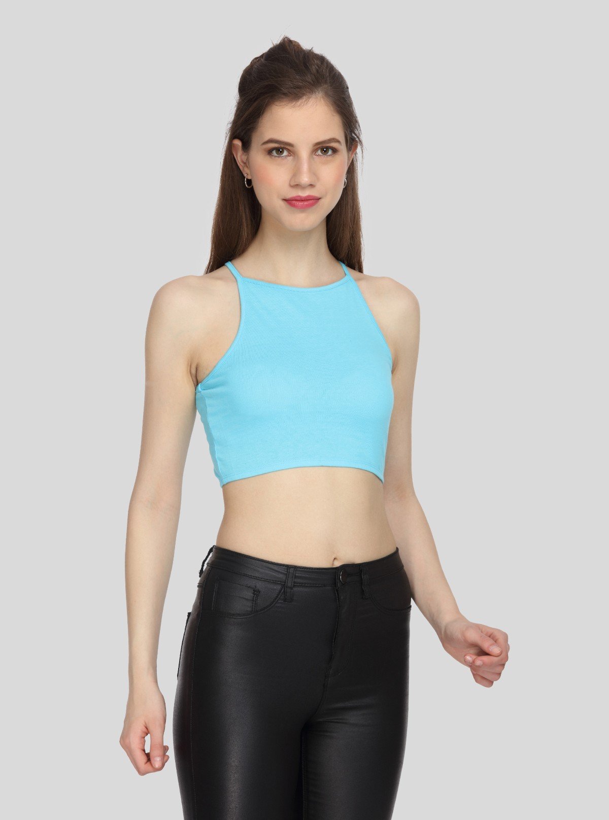 aqua blue crop top