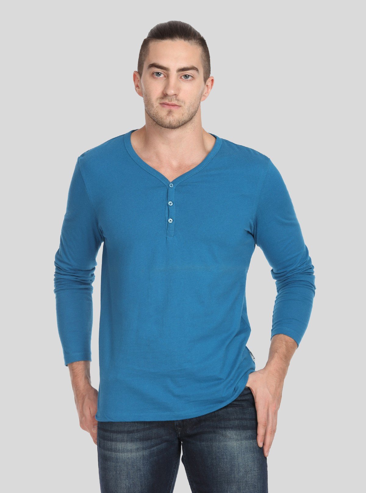 blue henley t shirt